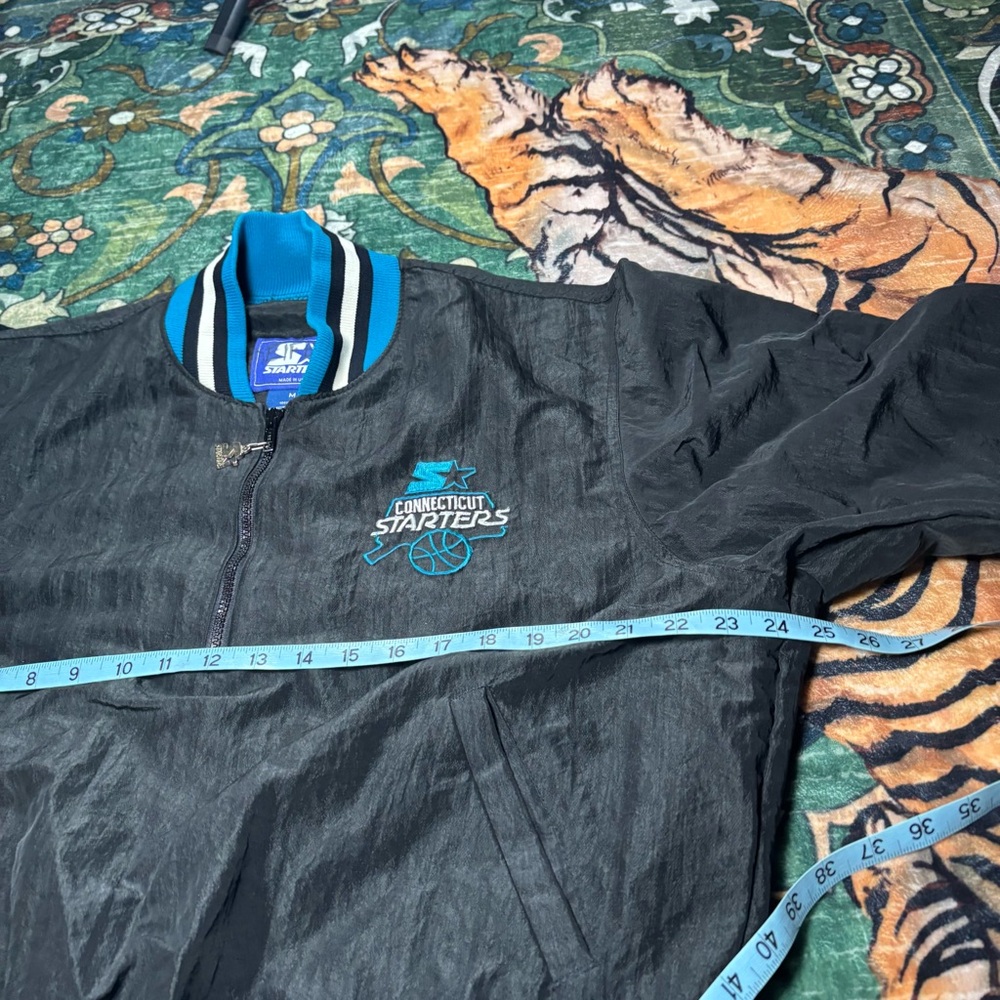 Vintage 90s Starter Connecticut Basketball 1/4 Zip Satin Jacket NCAA USA Made M - Picture 5 of 6
